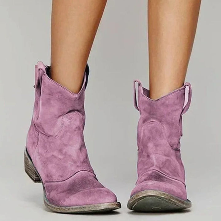 Peggy | Women's Vintage Western Suede Slip-On Ankle Boots