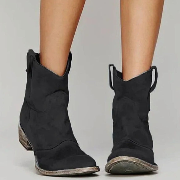 Peggy | Women's Vintage Western Suede Slip-On Ankle Boots