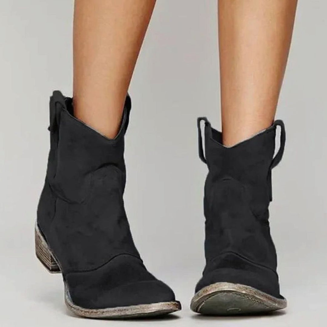 Peggy | Women's Vintage Western Suede Slip-On Ankle Boots