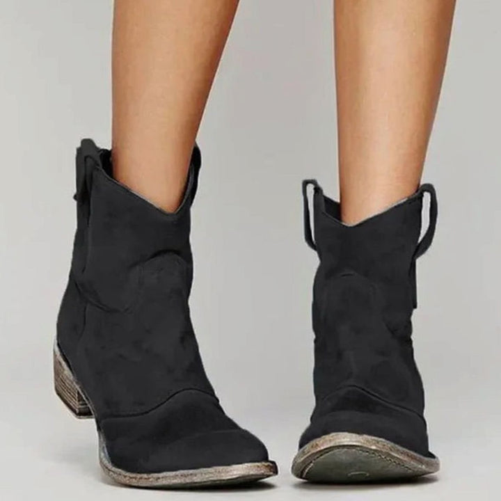 Peggy | Women's Vintage Western Suede Slip-On Ankle Boots