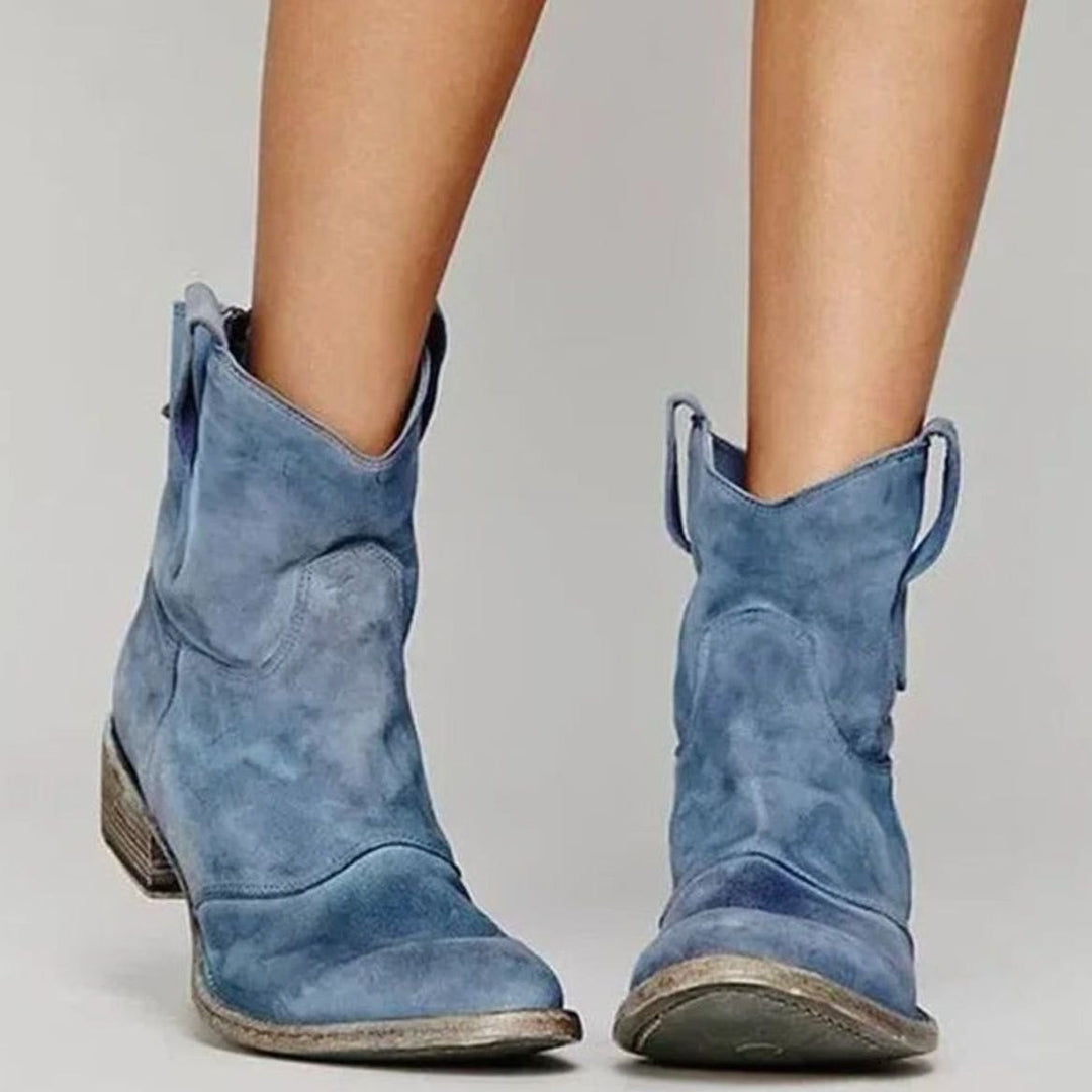 Peggy | Women's Vintage Western Suede Slip-On Ankle Boots