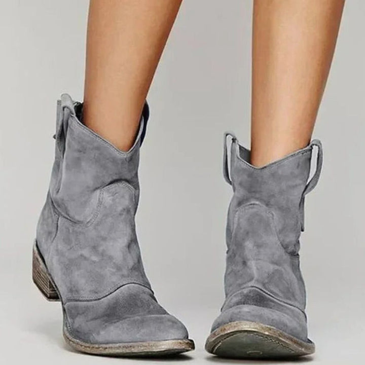 Peggy | Women's Vintage Western Suede Slip-On Ankle Boots