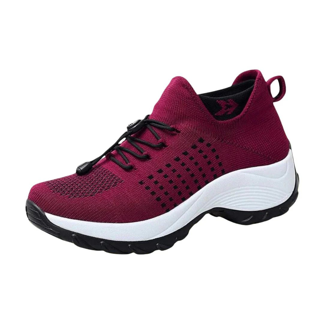 Black walking sneaker with toggle lacing, contrasting side detail and raised white sole