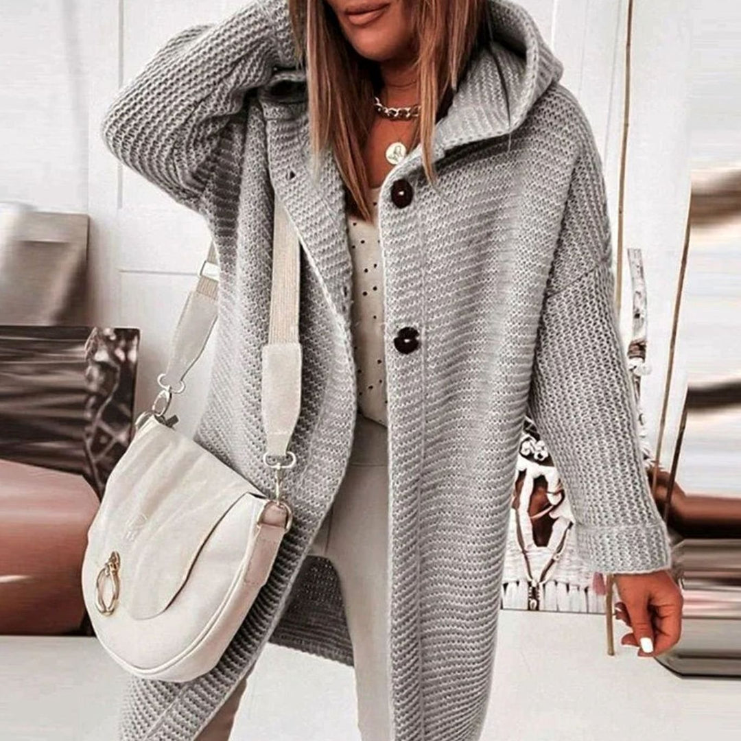 Ramona | Women's Hooded Knit Relaxed-Fit Longline Cardigan Jacket