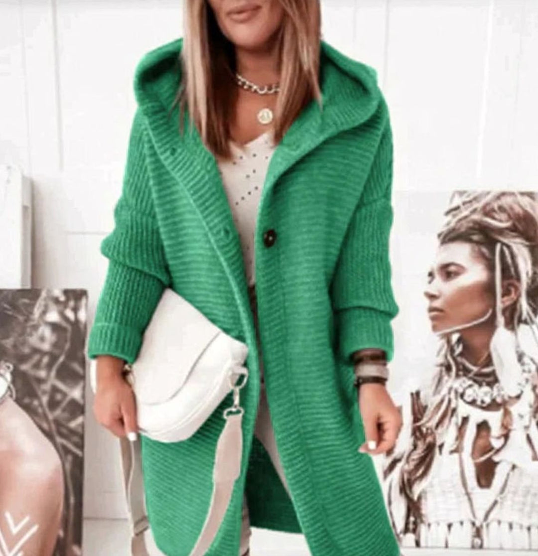 Ramona | Women's Hooded Knit Relaxed-Fit Longline Cardigan Jacket