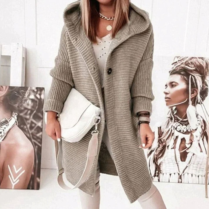 Ramona | Women's Hooded Knit Relaxed-Fit Longline Cardigan Jacket