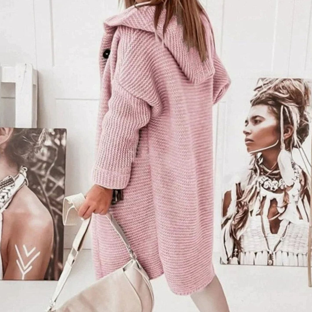 Ramona | Women's Hooded Knit Relaxed-Fit Longline Cardigan Jacket