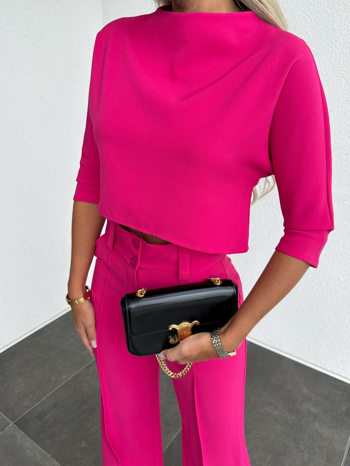 Women's Two-Piece Lounge Set | Cropped Top and Wide-Leg Pants