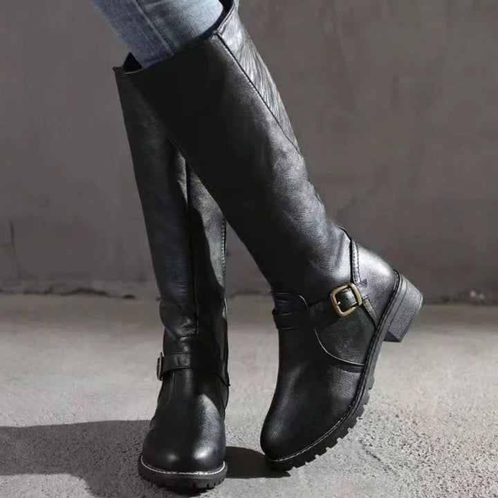 Rory | Women's Knee-High Buckle-Strap Orthopedic Leather Boots