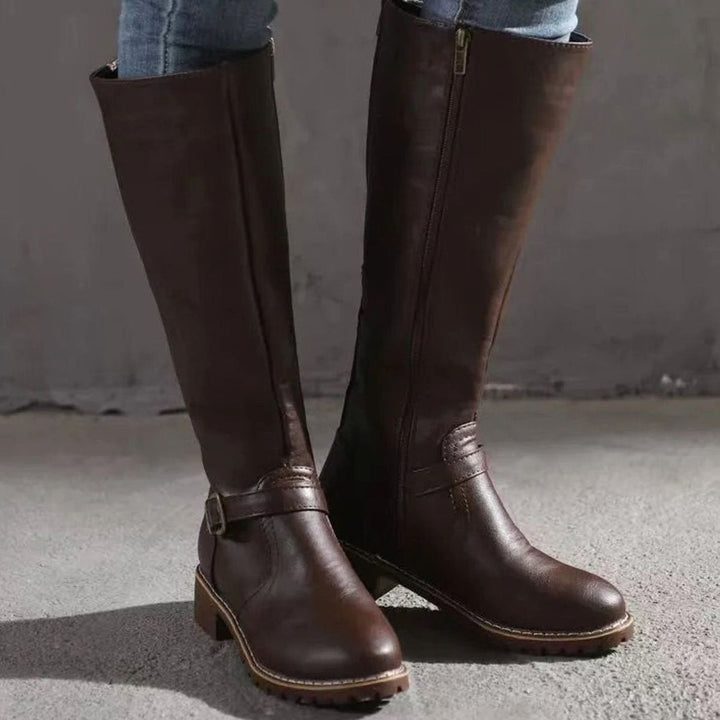 Rory | Women's Knee-High Buckle-Strap Orthopedic Leather Boots