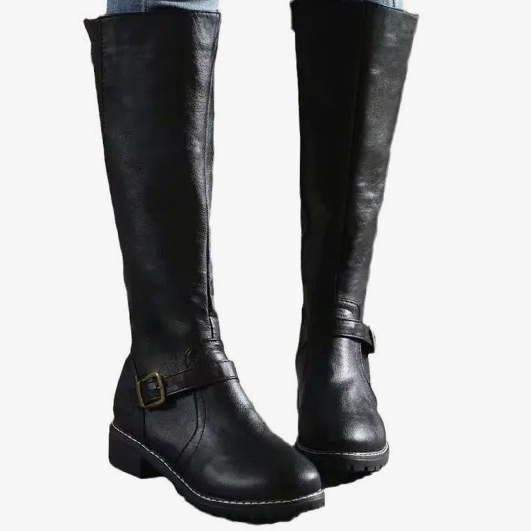 Rory | Women's Knee-High Buckle-Strap Orthopedic Leather Boots