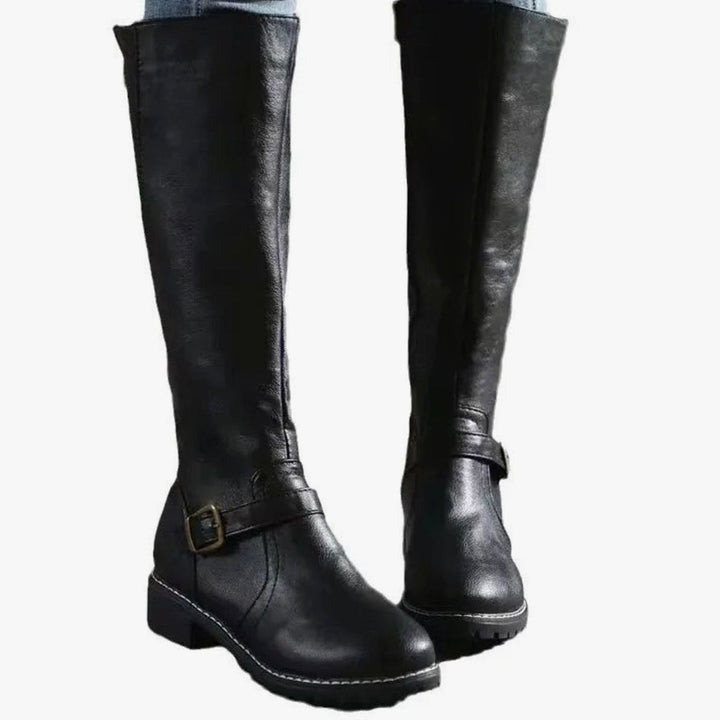 Rory | Women's Knee-High Buckle-Strap Orthopedic Leather Boots