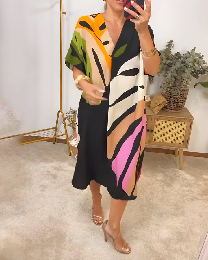 Women's Dress | V-Neckline Wide Kimono Sleeves