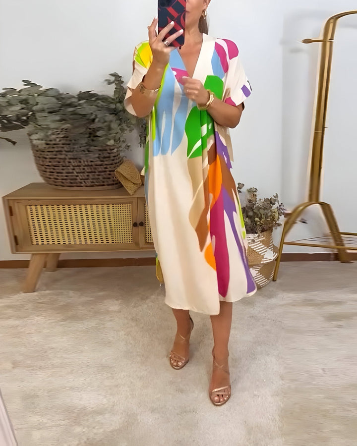 Women's Dress | V-Neckline Wide Kimono Sleeves