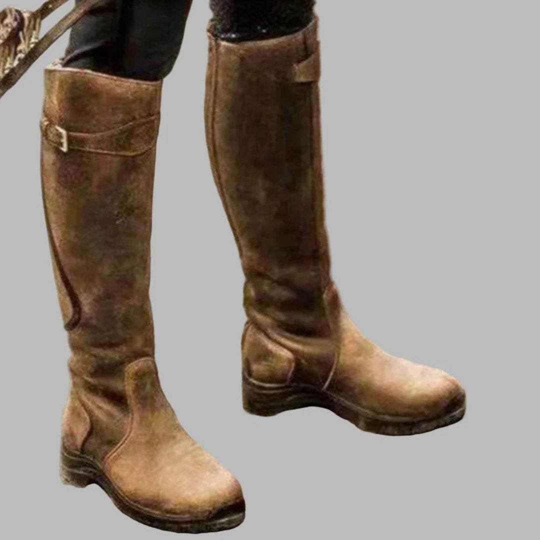 Rose | Women's Orthopedic Knee-High Leather Boots Buckle Strap