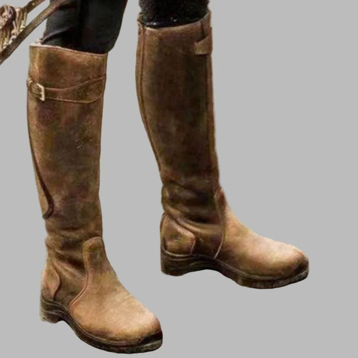 Rose | Women's Orthopedic Knee-High Leather Boots Buckle Strap