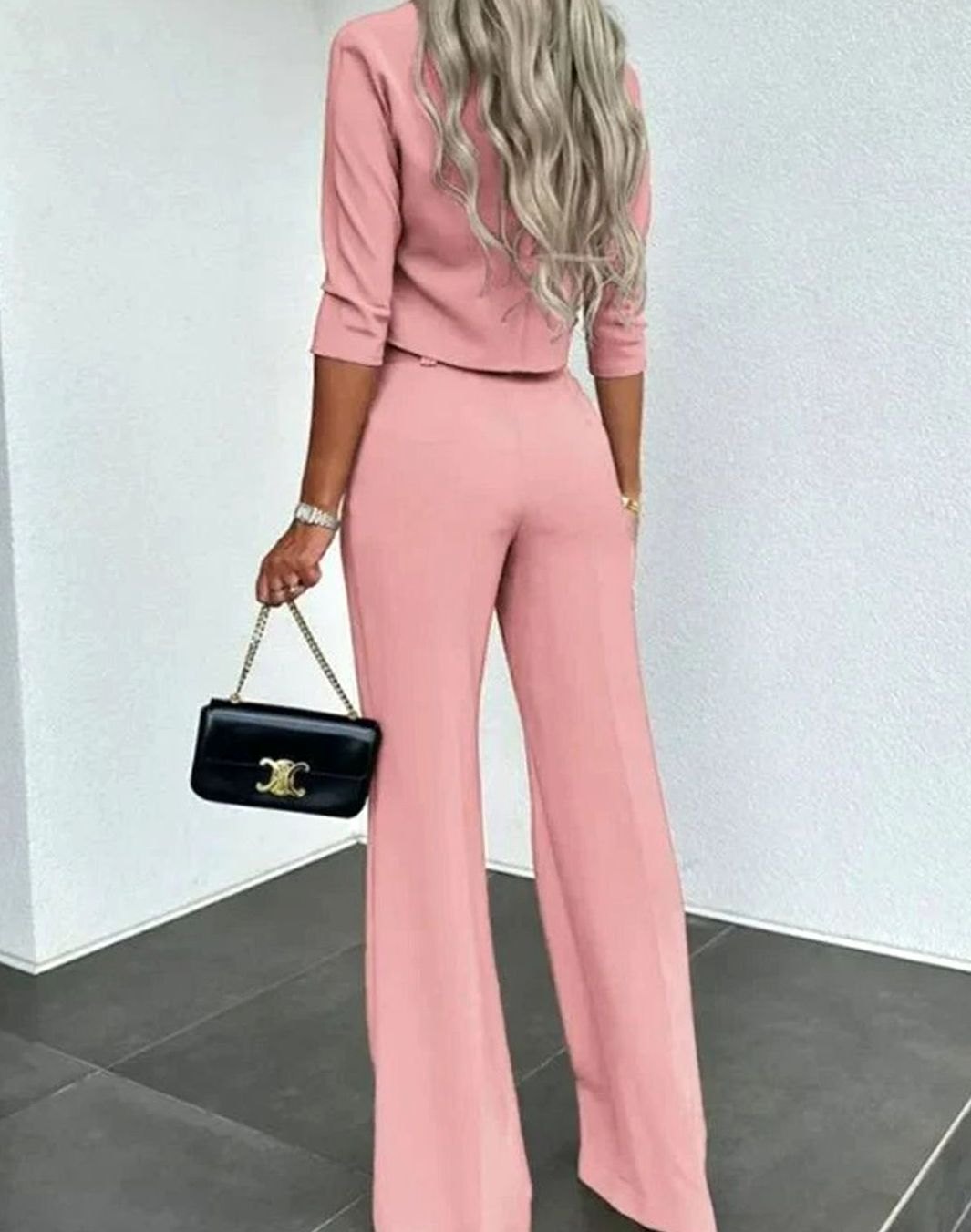 Rylee | Women's Cropped Matching Top High-Waist Wide-Leg Pants Two-Piece Set