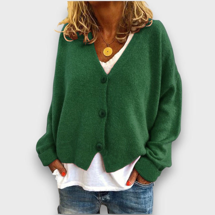 Women's long-sleeve V-neck button-front cardigan