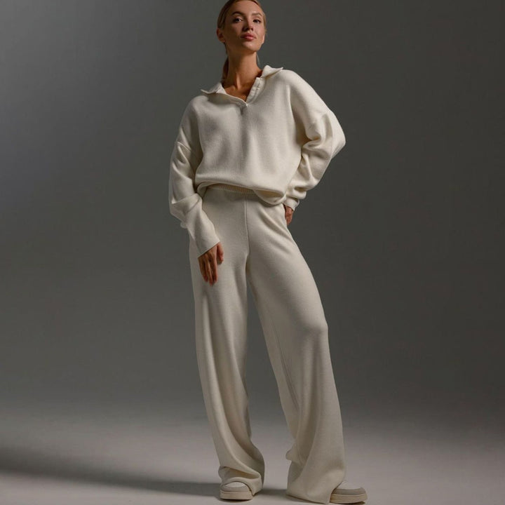Sage | Women's Collared Wide-Leg Relaxed Fit Two-Piece Lounge Set