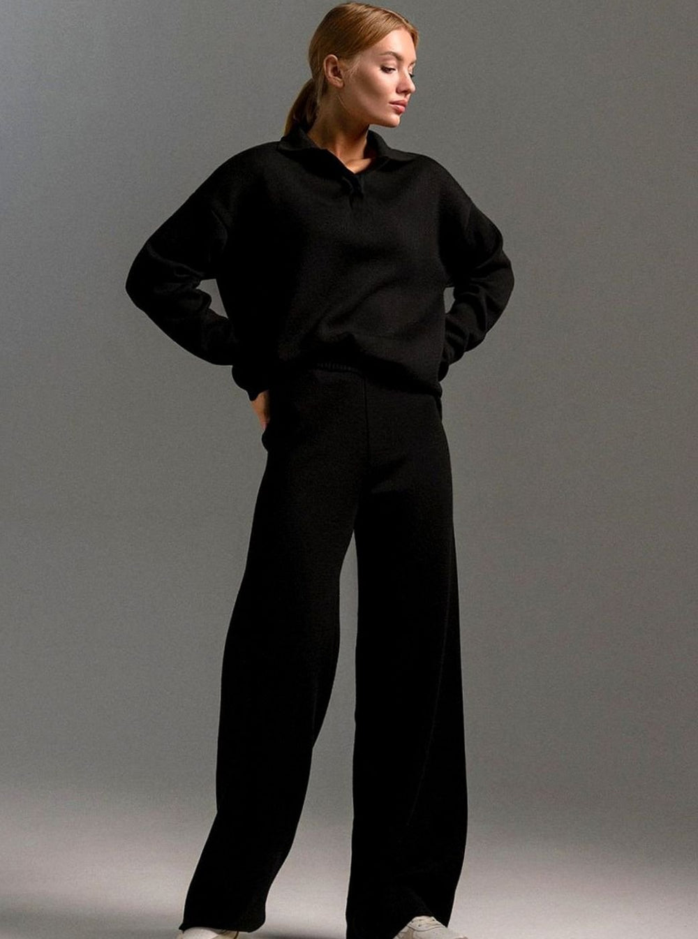 Sage | Women's Collared Wide-Leg Relaxed Fit Two-Piece Lounge Set