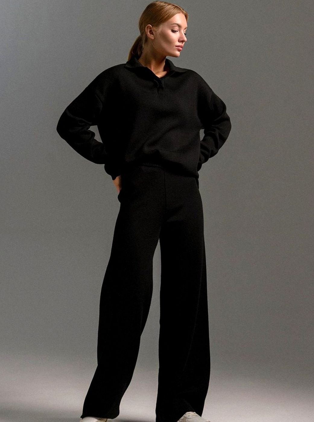 Sage | Women's Collared Wide-Leg Relaxed Fit Two-Piece Lounge Set