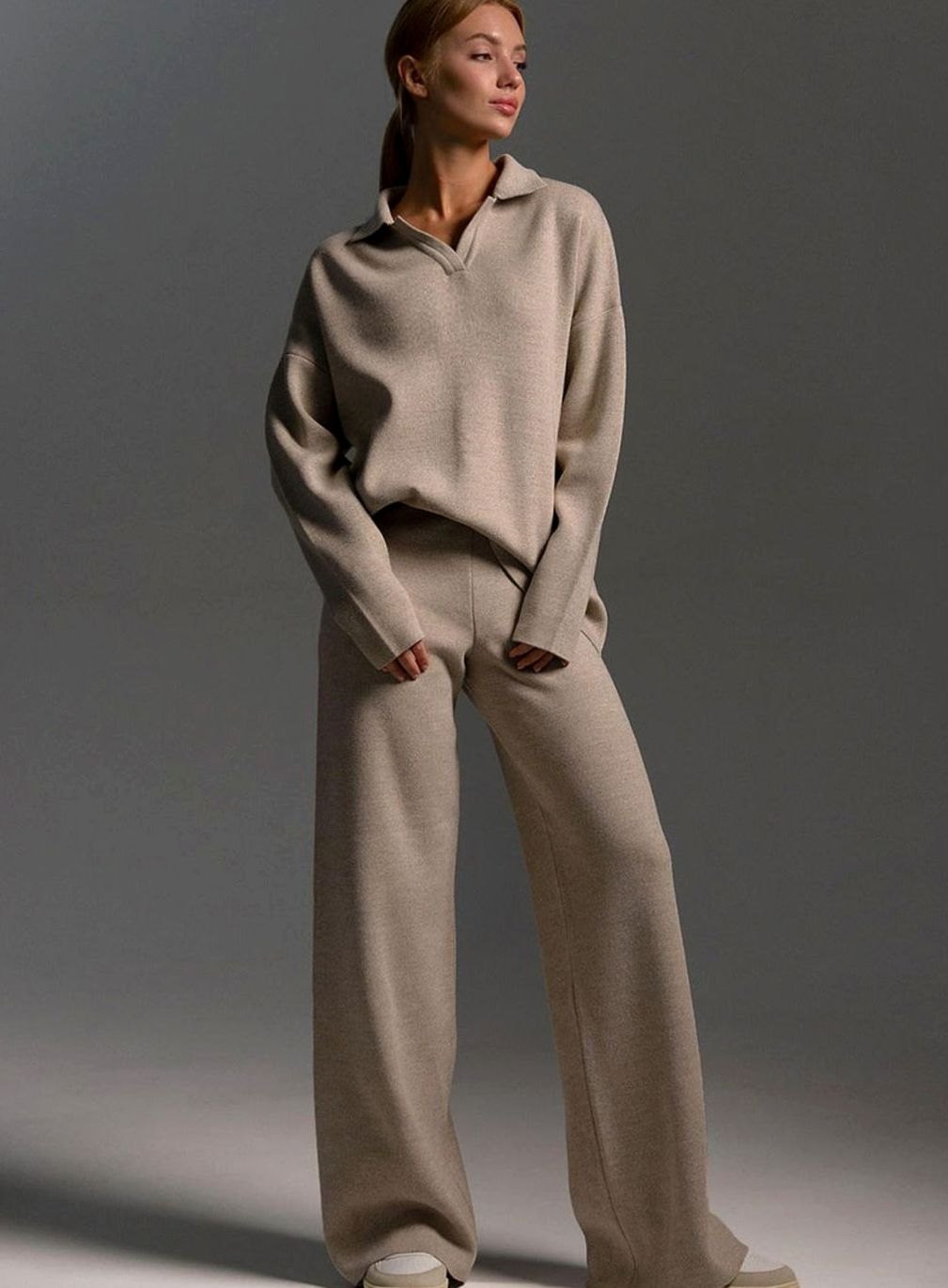Sage | Women's Collared Wide-Leg Relaxed Fit Two-Piece Lounge Set