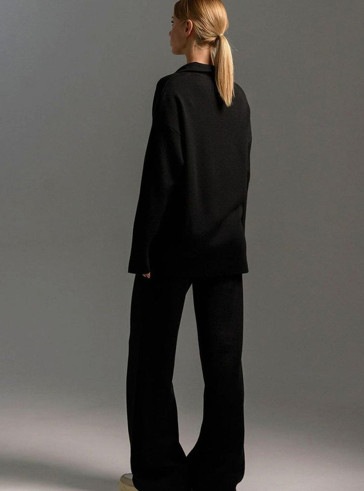Sage | Women's Collared Wide-Leg Relaxed Fit Two-Piece Lounge Set
