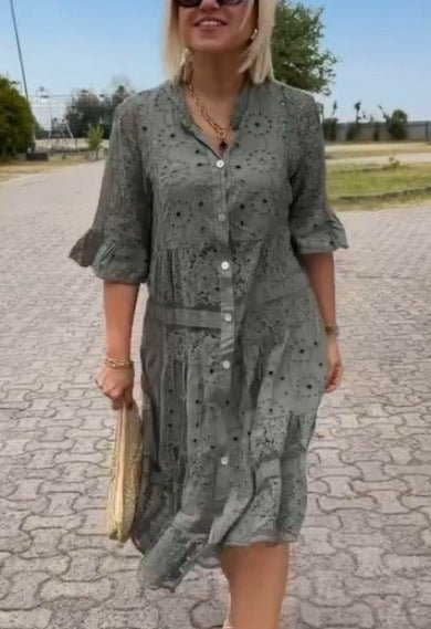 Casual Dress for Women | Button-front midi Short Sleeves