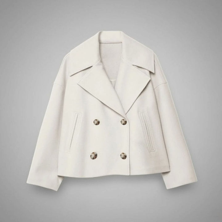 Shelley | Women's Elegant Double-Breasted Oversized Short Wool Coat