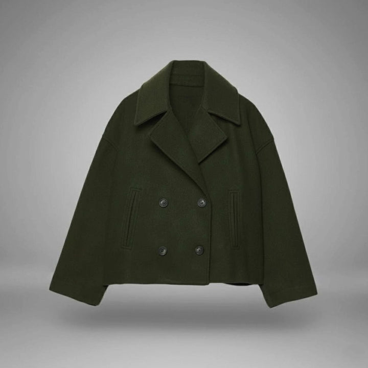 Shelley | Women's Elegant Double-Breasted Oversized Short Wool Coat