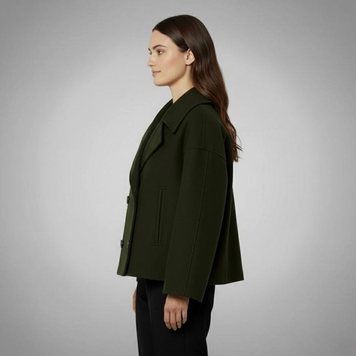 Shelley | Women's Elegant Double-Breasted Oversized Short Wool Coat