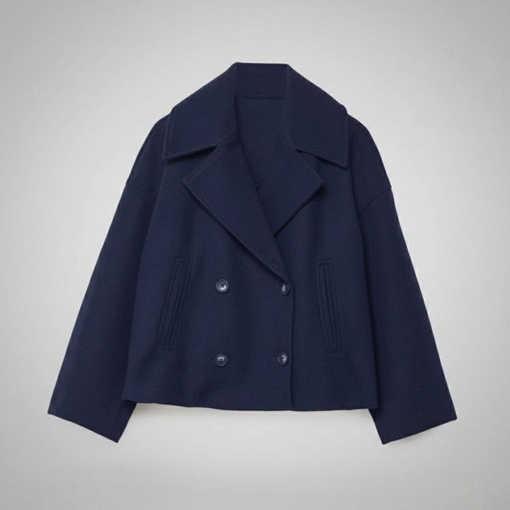 Shelley | Women's Elegant Double-Breasted Oversized Short Wool Coat