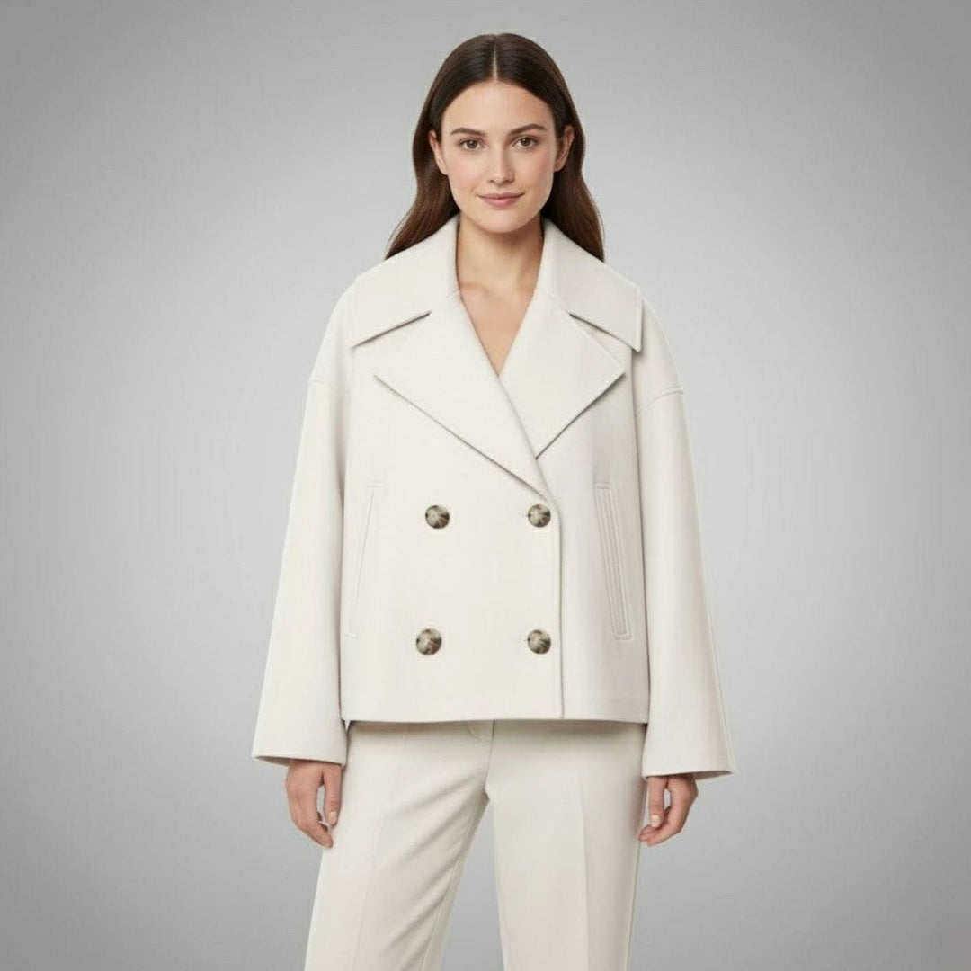 Shelley | Women's Elegant Double-Breasted Oversized Short Wool Coat