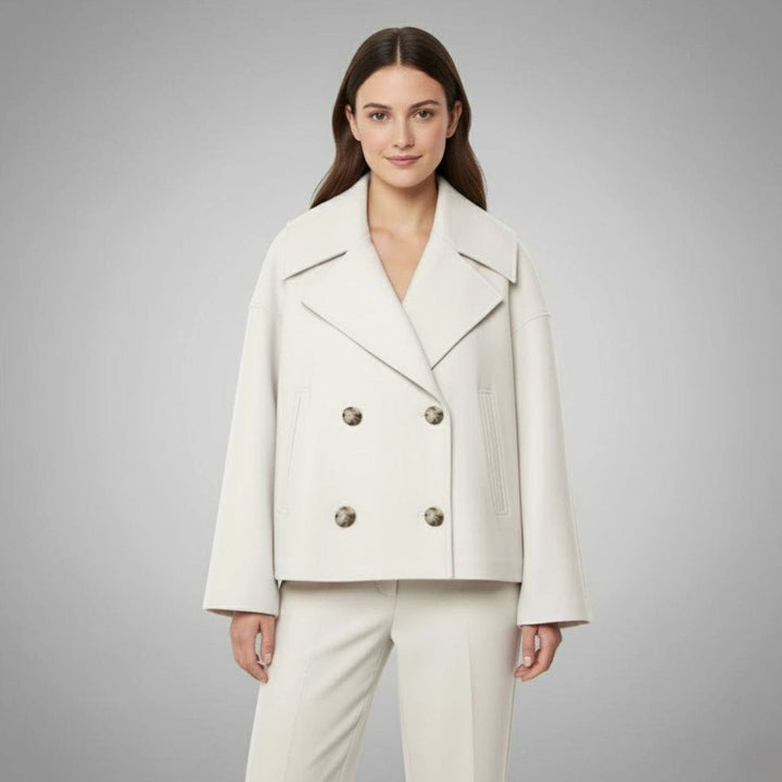 Shelley | Women's Elegant Double-Breasted Oversized Short Wool Coat