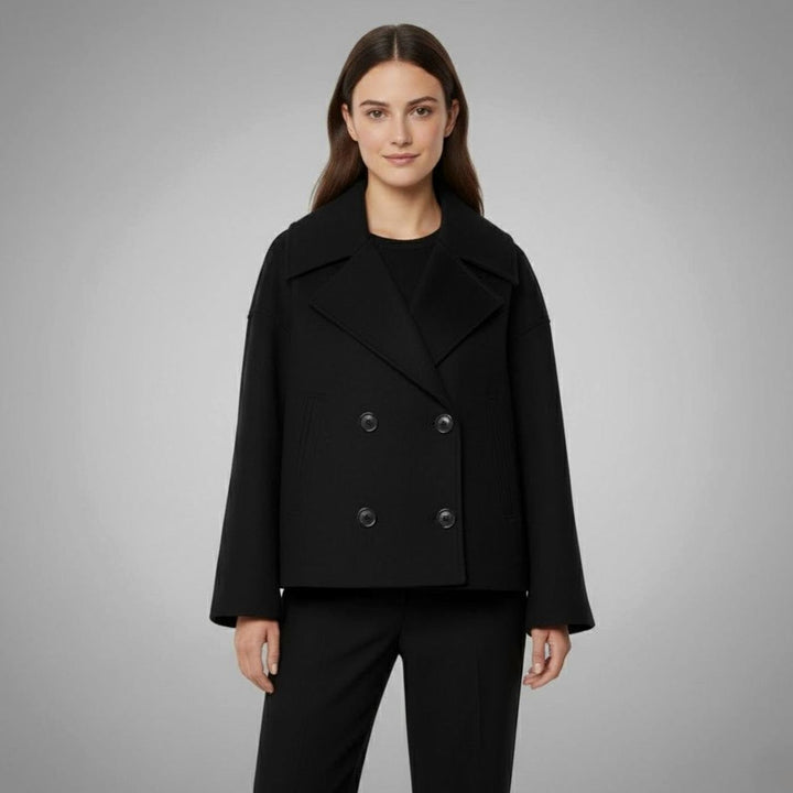 Shelley | Women's Elegant Double-Breasted Oversized Short Wool Coat