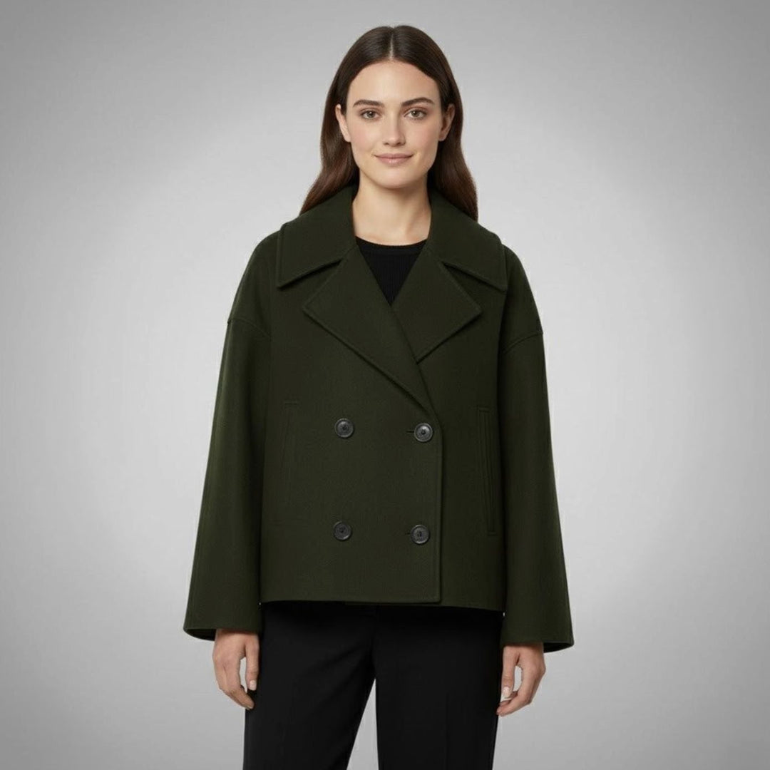 Shelley | Women's Elegant Double-Breasted Oversized Short Wool Coat