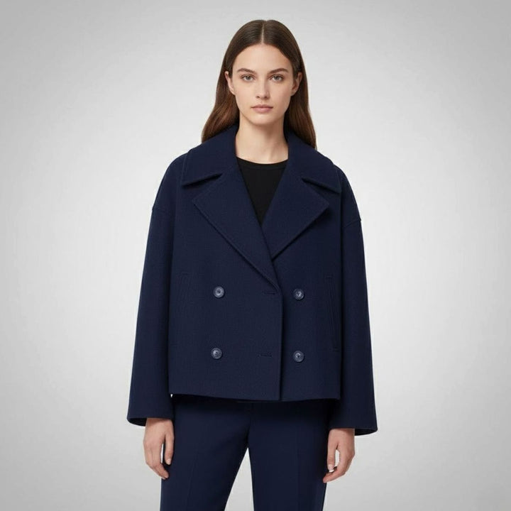 Shelley | Women's Elegant Double-Breasted Oversized Short Wool Coat