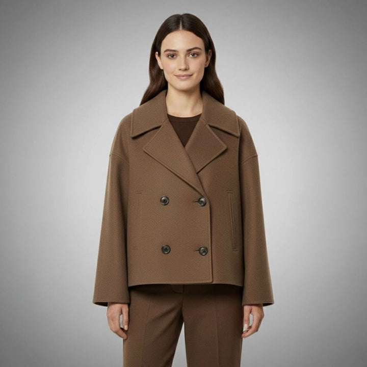 Shelley | Women's Elegant Double-Breasted Oversized Short Wool Coat