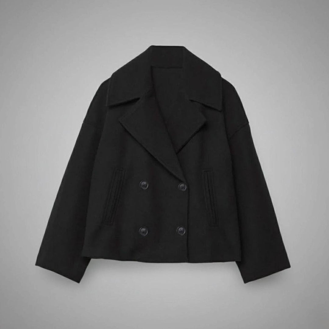 Shelley | Women's Elegant Double-Breasted Oversized Short Wool Coat