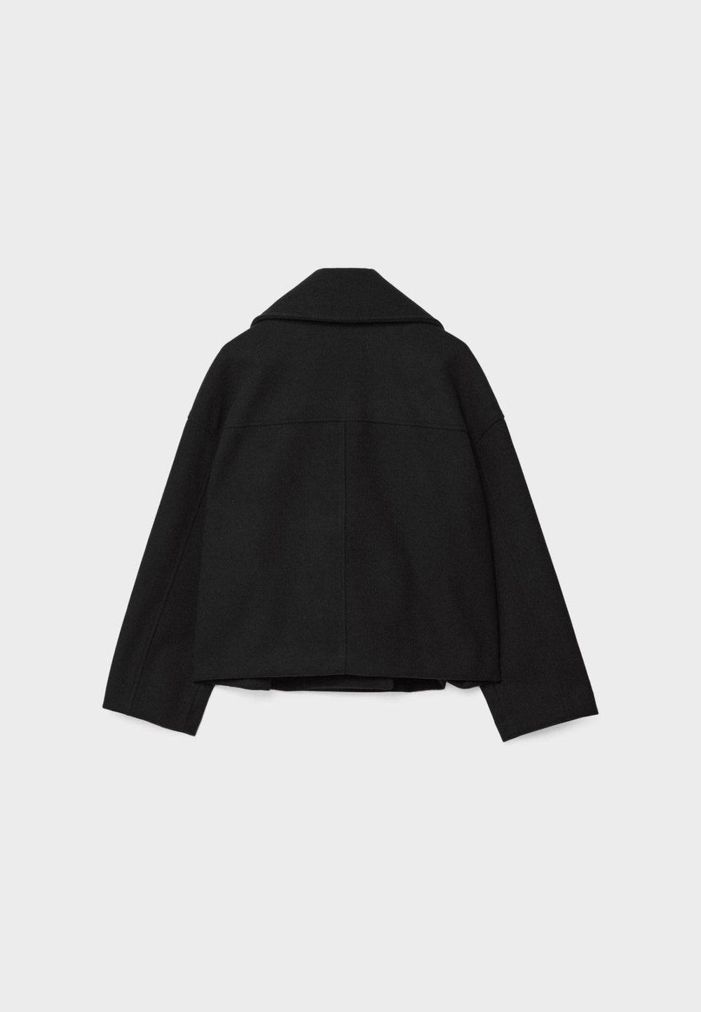 Women's double-breasted cropped jacket with notched lapels and long sleeves