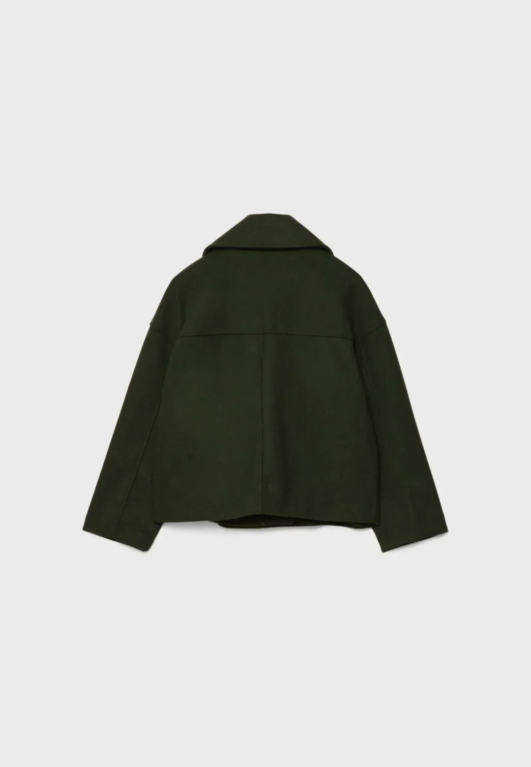 Women's double-breasted cropped jacket with notched lapels and long sleeves