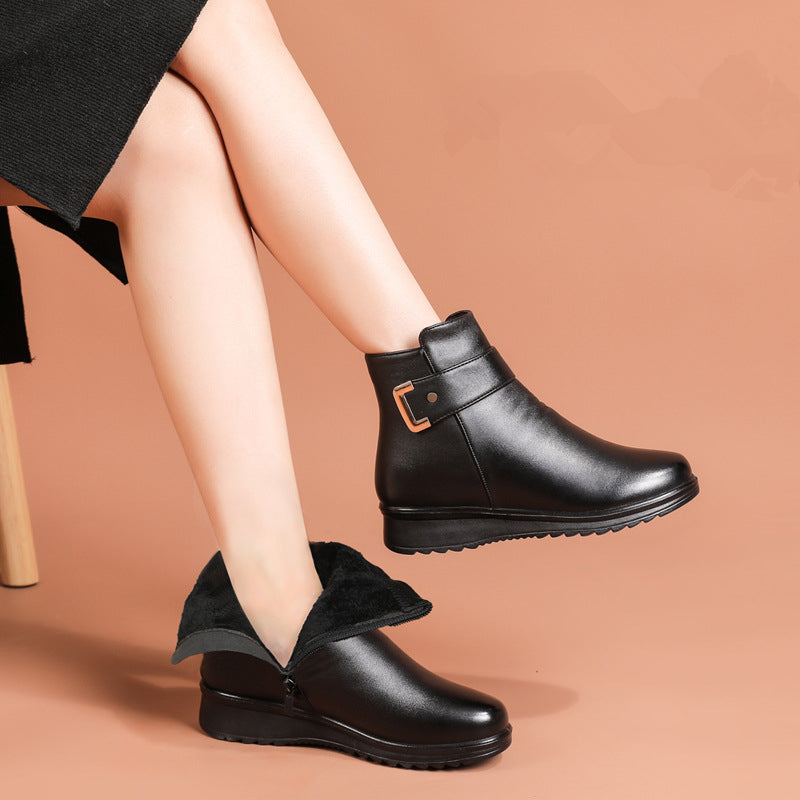 Boots For Women | Rounded Toe Buckle Ankle Style