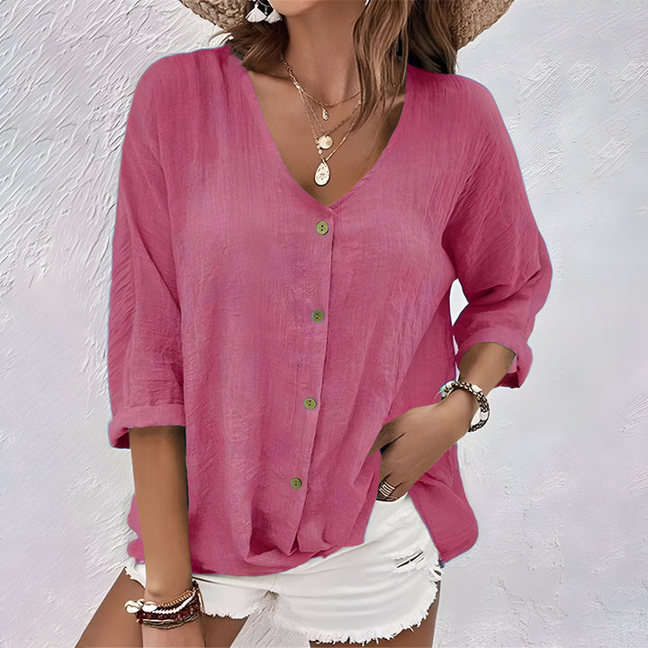Women’s Blouse | V-Neck Button-Front