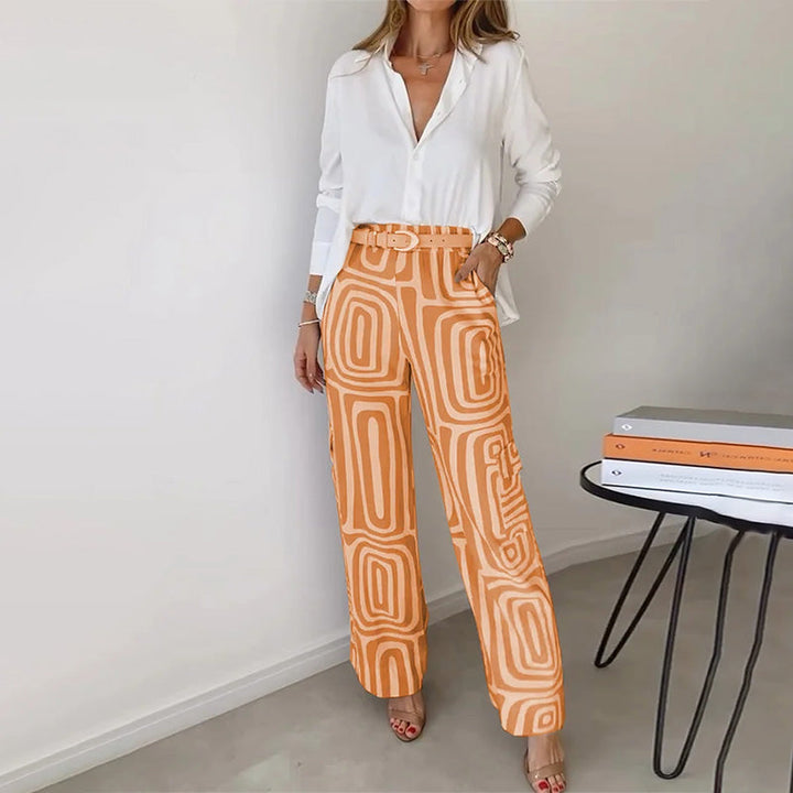 Women's Two-Piece Set | Patterned Straight-Leg