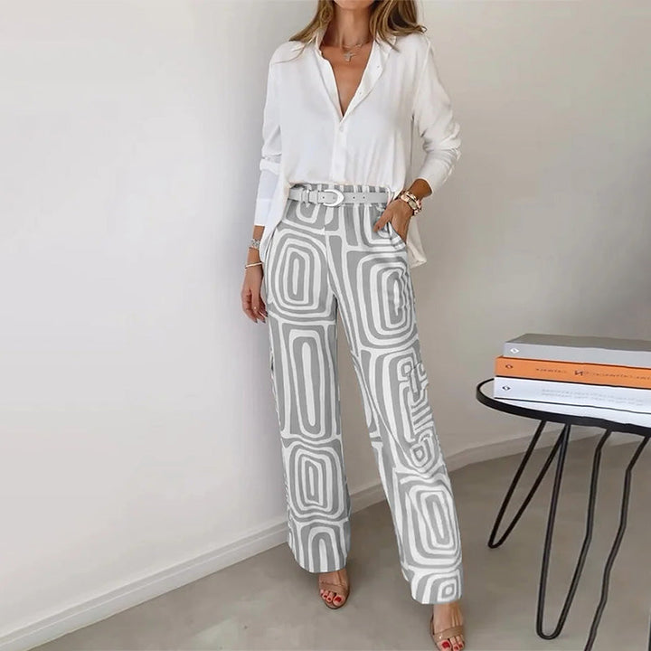 Women's Two-Piece Set | Patterned Straight-Leg