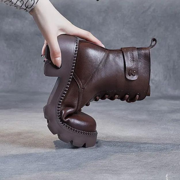 Boots For Women | Lace Up Mid Ankle Chunky Sole Style