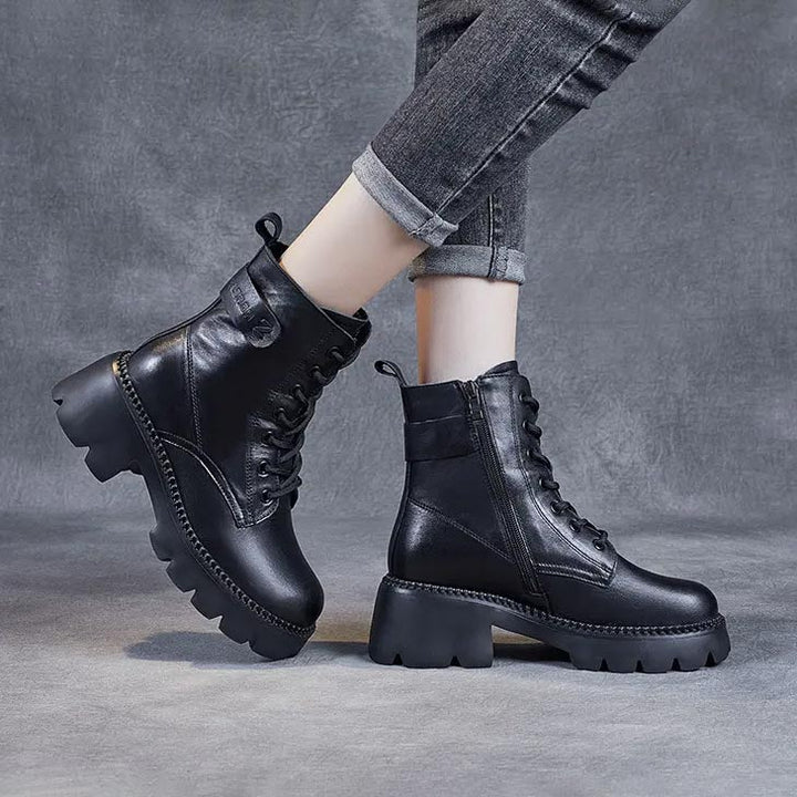Boots For Women | Lace Up Mid Ankle Chunky Sole Style