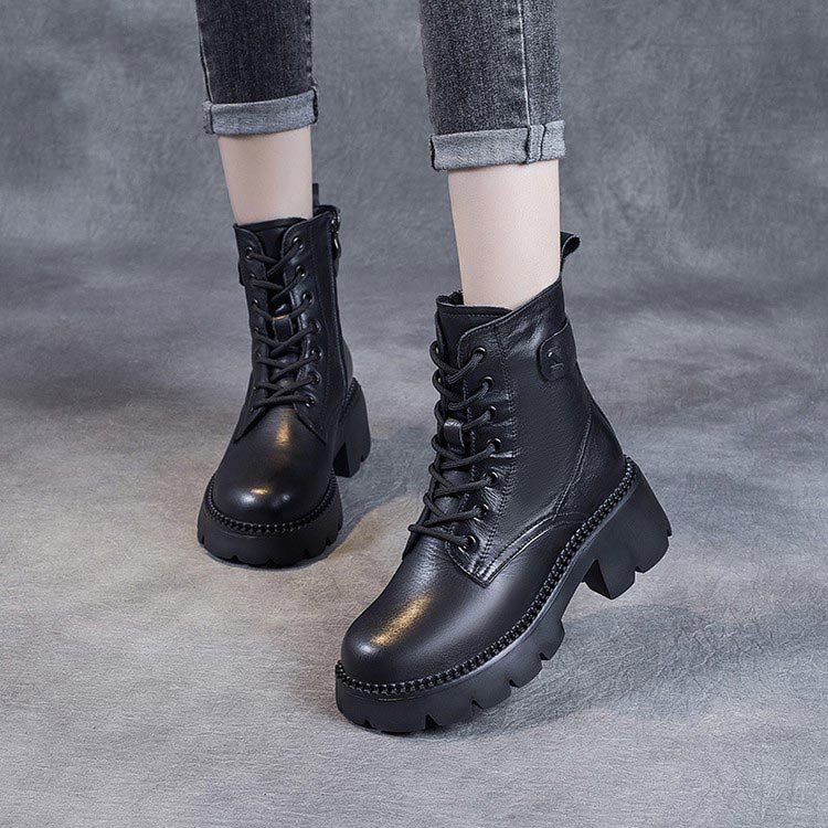 Boots For Women | Lace Up Mid Ankle Chunky Sole Style