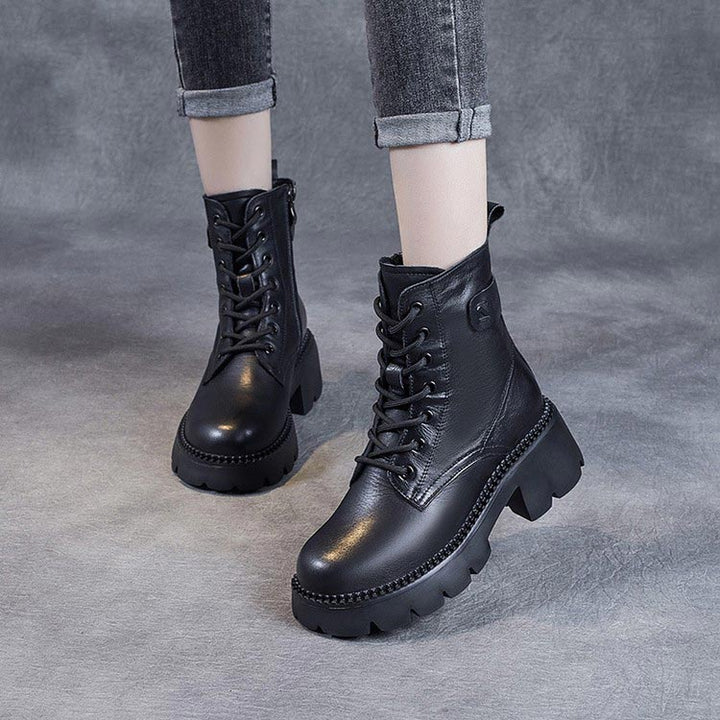 Boots For Women | Lace Up Mid Ankle Chunky Sole Style