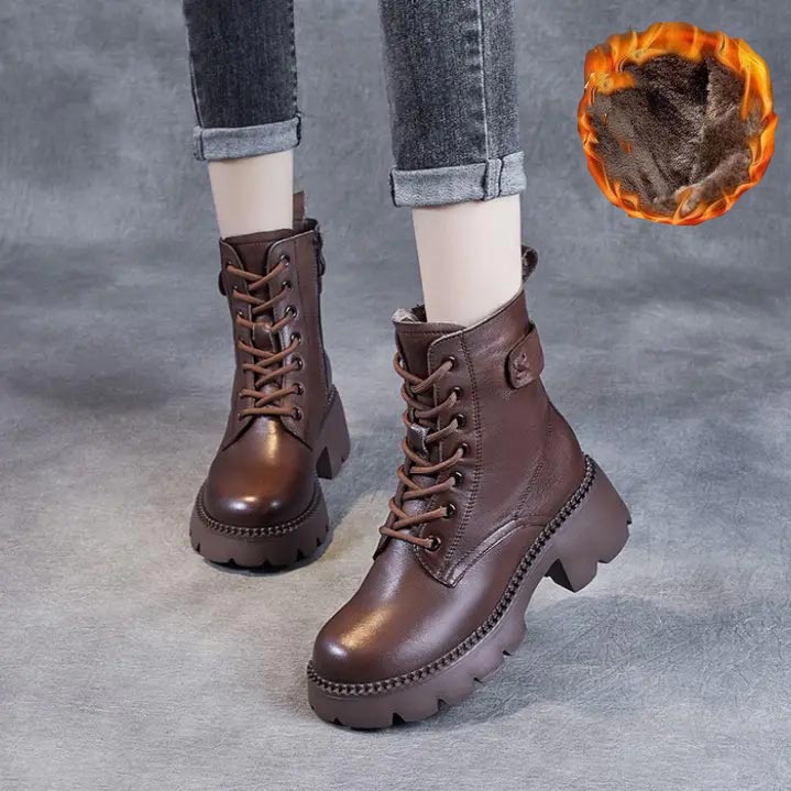 Boots For Women | Lace Up Mid Ankle Chunky Sole Style